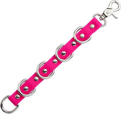 Correa extensión perro 5 anillos D PVC 3/4pulg ancho rosa intenso
