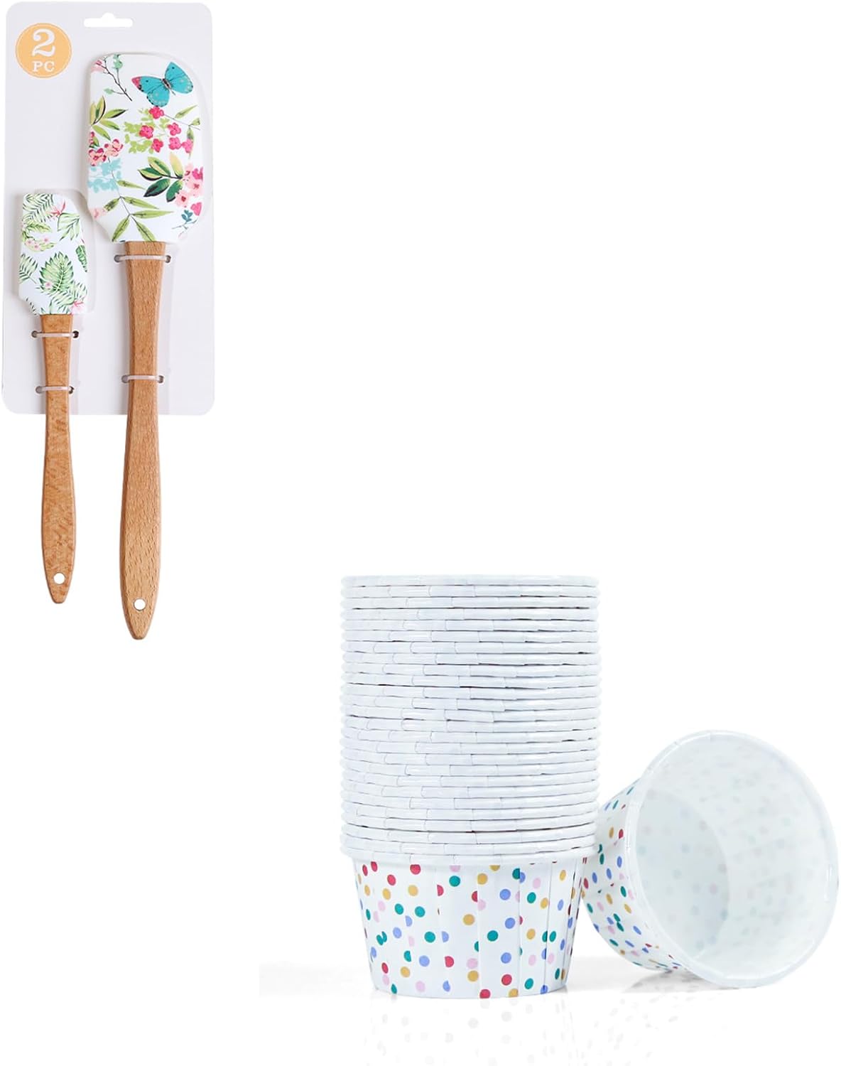 Set de espátulas de silicona y soportes para cupcakes, resistentes al calor
