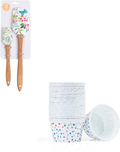Set de espátulas de silicona y soportes para cupcakes, resistentes al calor