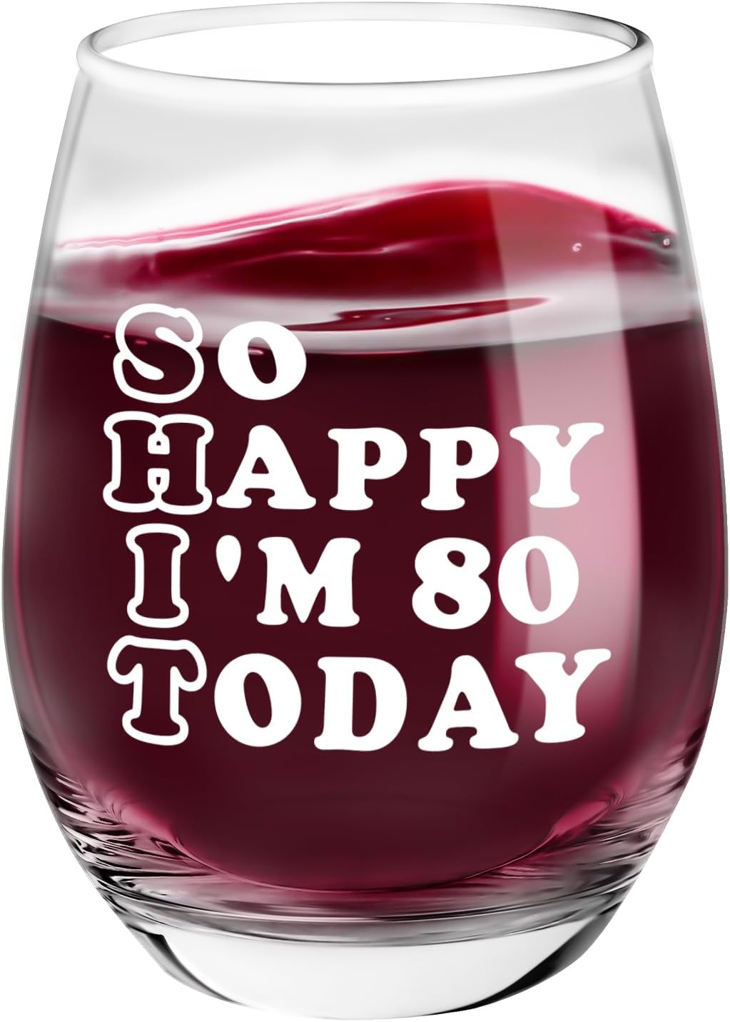 Copas de vino sin tallo regalos de cumpleaños número 80