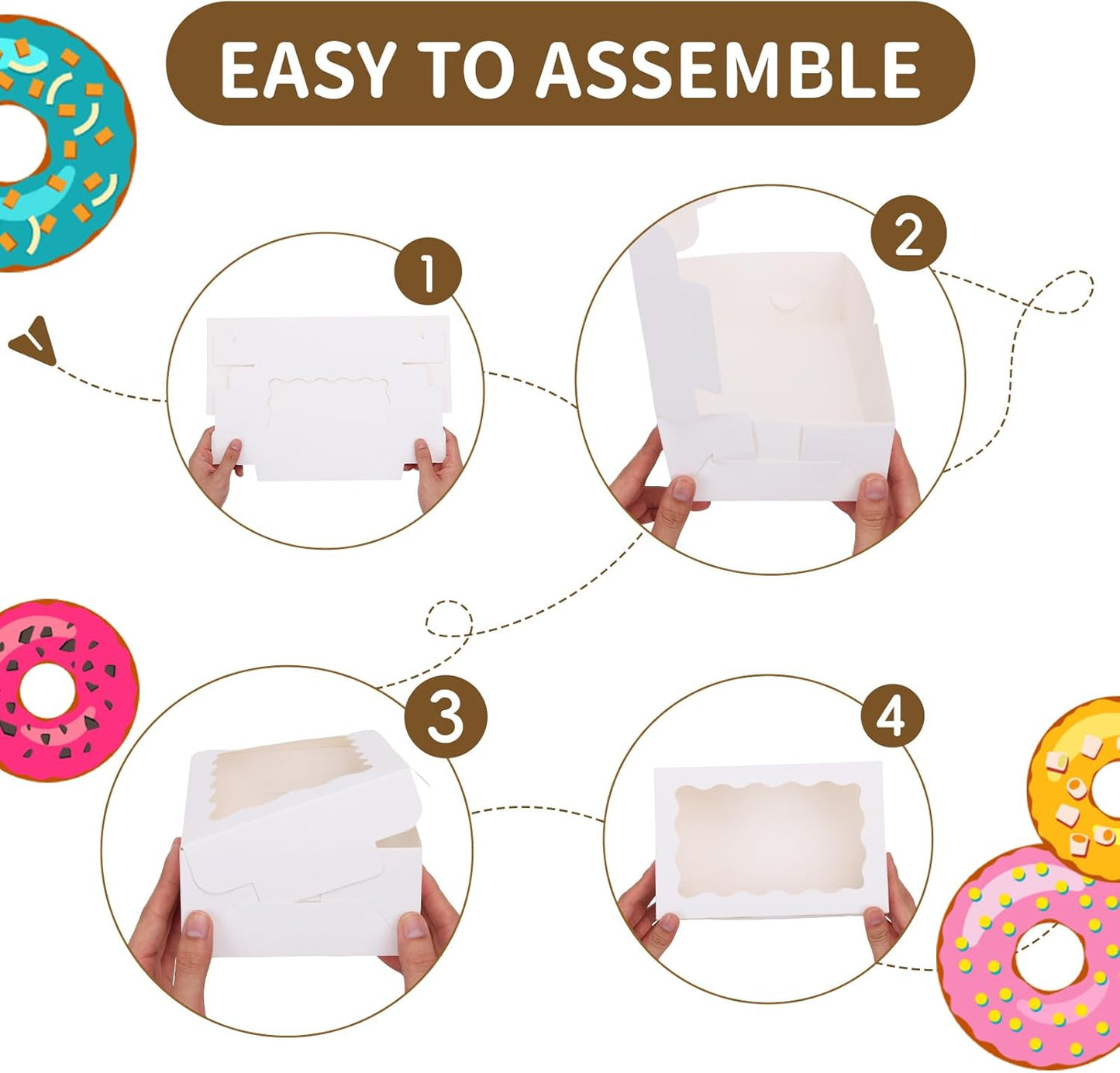 12 Cajas Panadería 9x6x3pulg con Ventana para Dulces