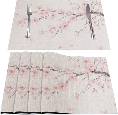 Manteles individuales Sakura con ramas de cerezo y flores sin costuras resistente al calor