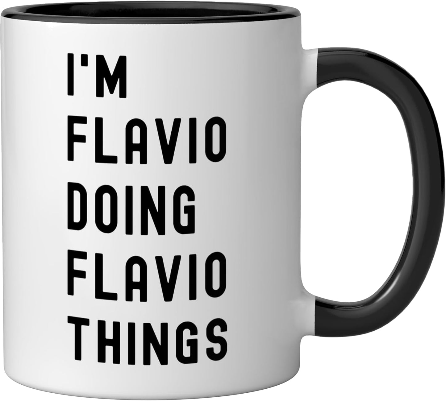 Taza cerámica Flavio Doing Flavio Things negra/blanca