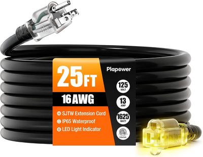 Cable extensión exterior 25ft impermeable 16/3 con indicador