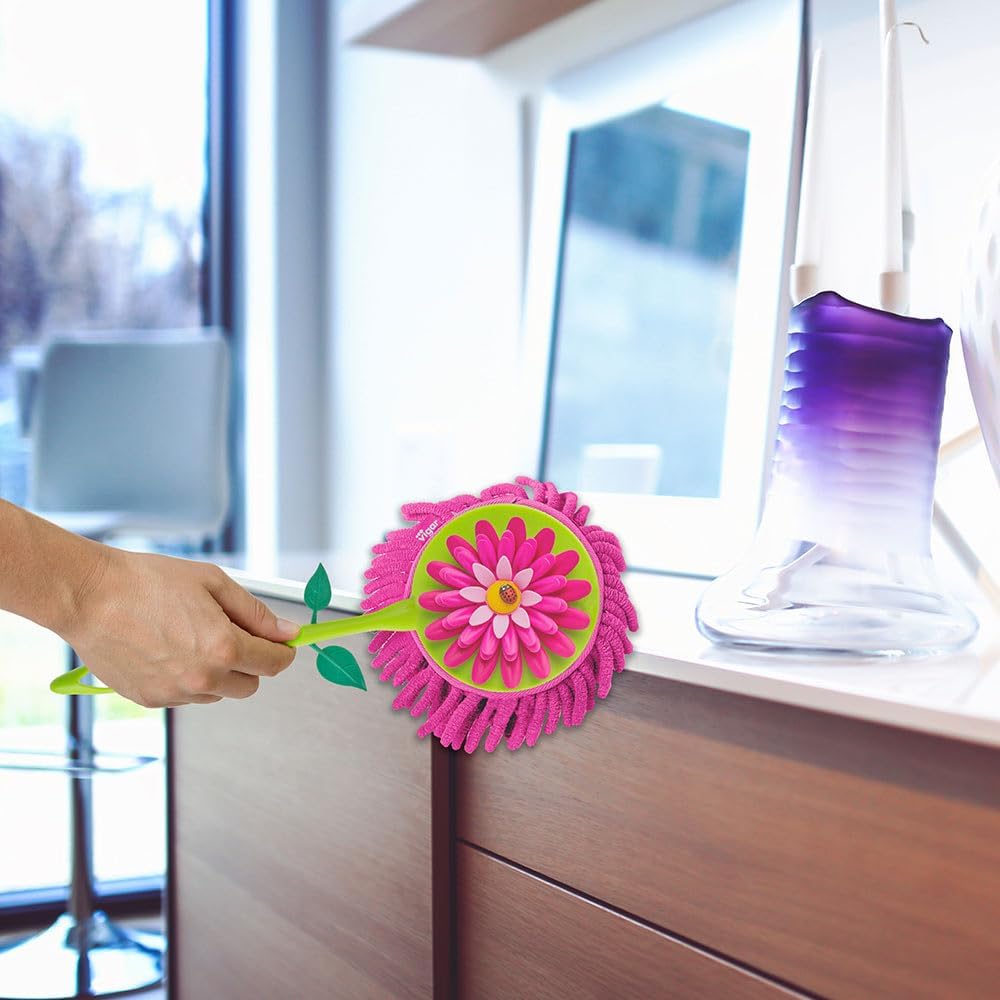 Plumero microfibra antideslizante cabezal desmontable verde