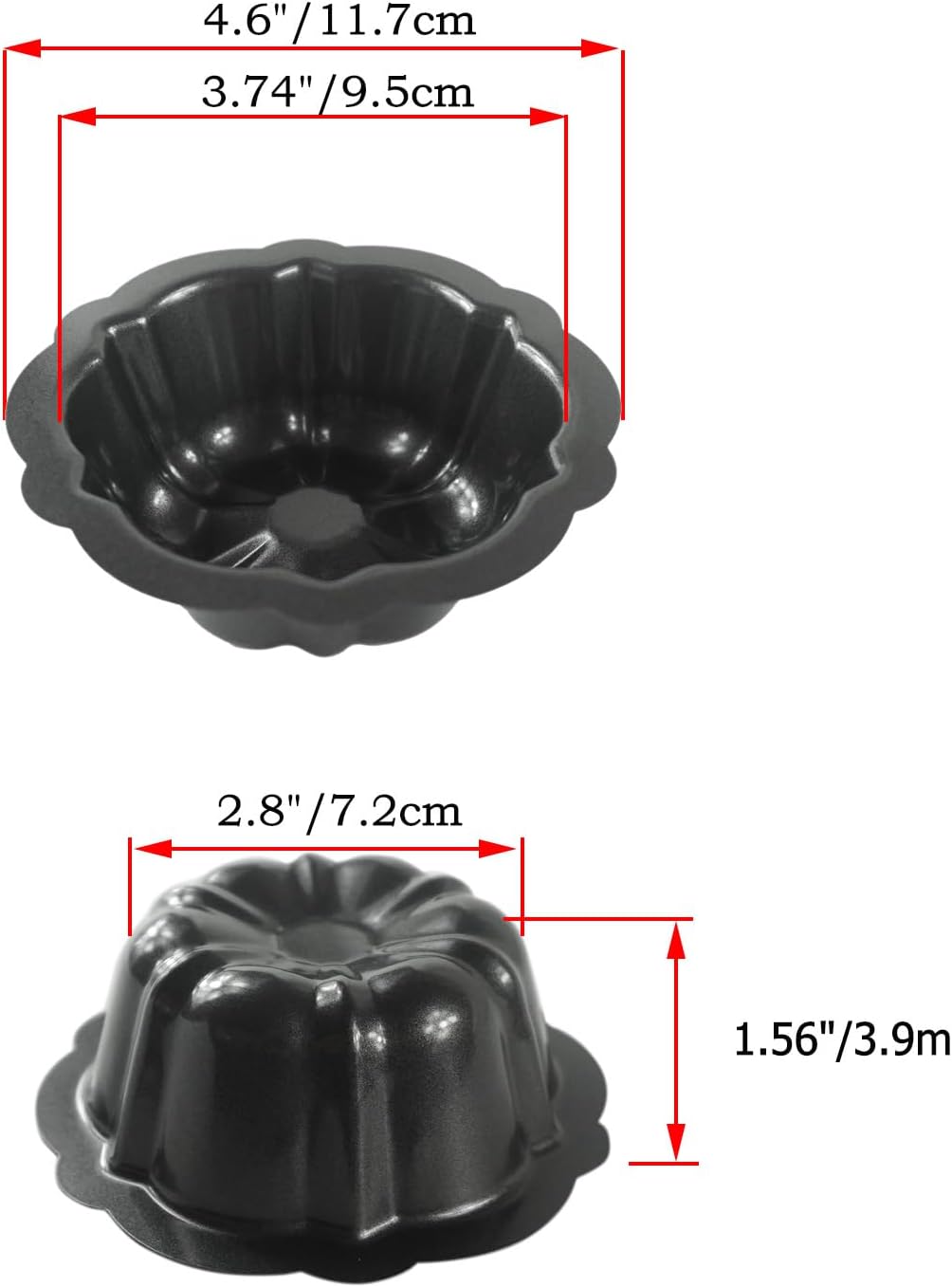 Molde estriado de acero al carbono para tartas Kugelhopf y brownies, juego de 4