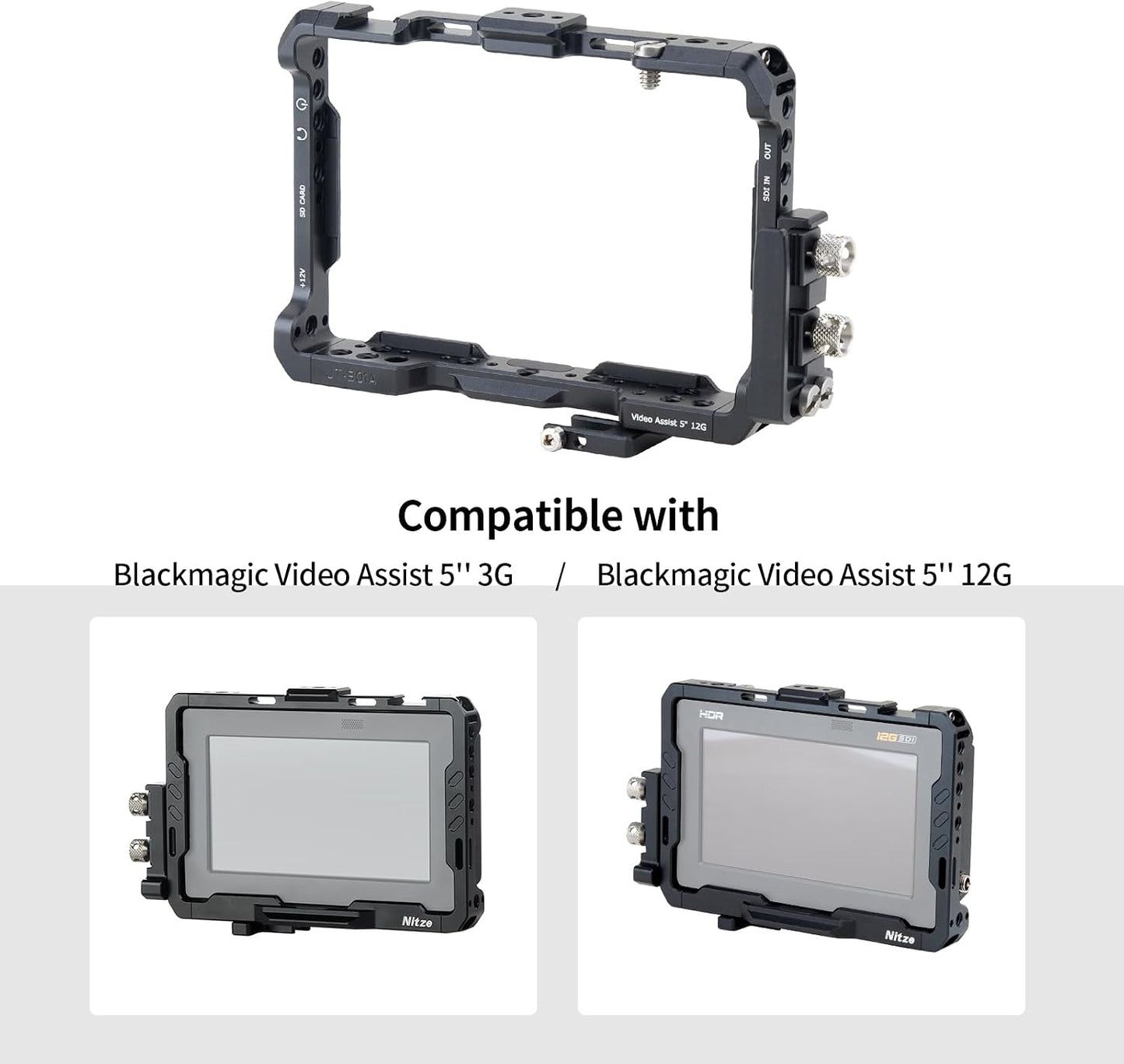 Jaula monitor Blackmagic 5pulg con abrazaderas HDMI USB-C