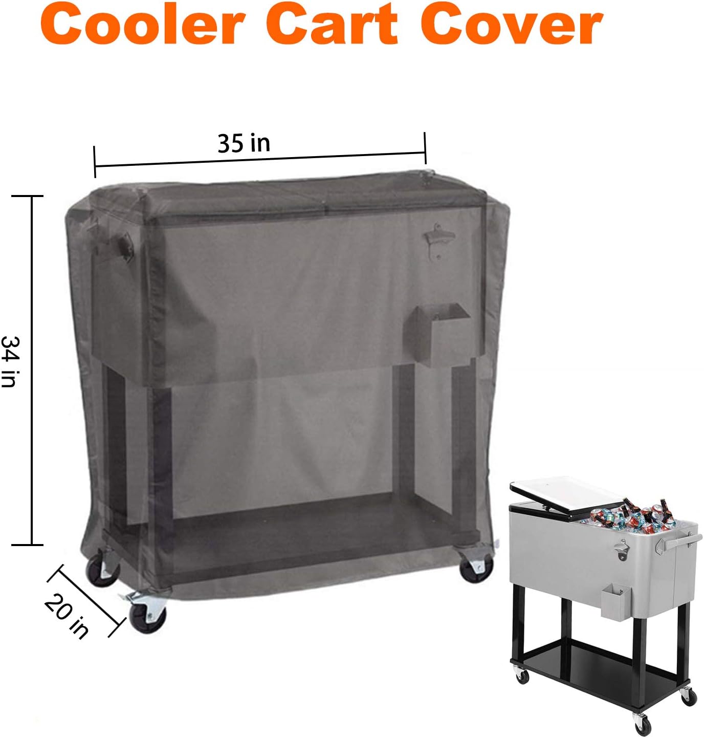 Funda carrito refrigerante universal 80qt impermeable 35pulg