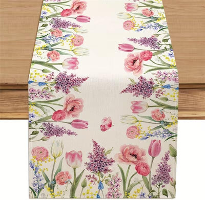Camino mesa primavera tulipán rosa lavanda 13x36pulg
