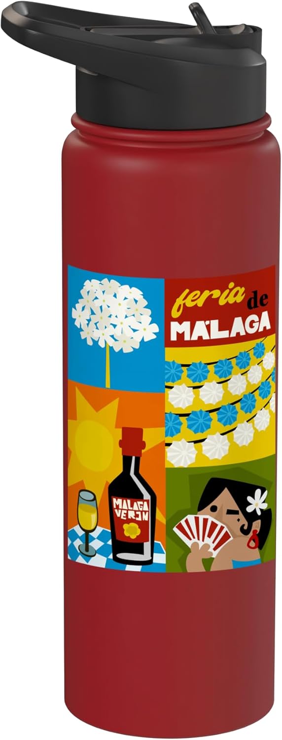 Botella de agua aislada acero inoxidable Malaga Fair