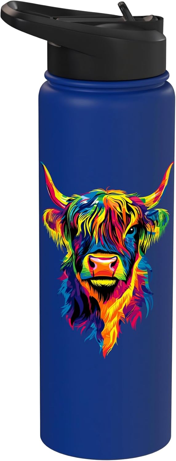 Botella agua aislada acero inox Highland Cow