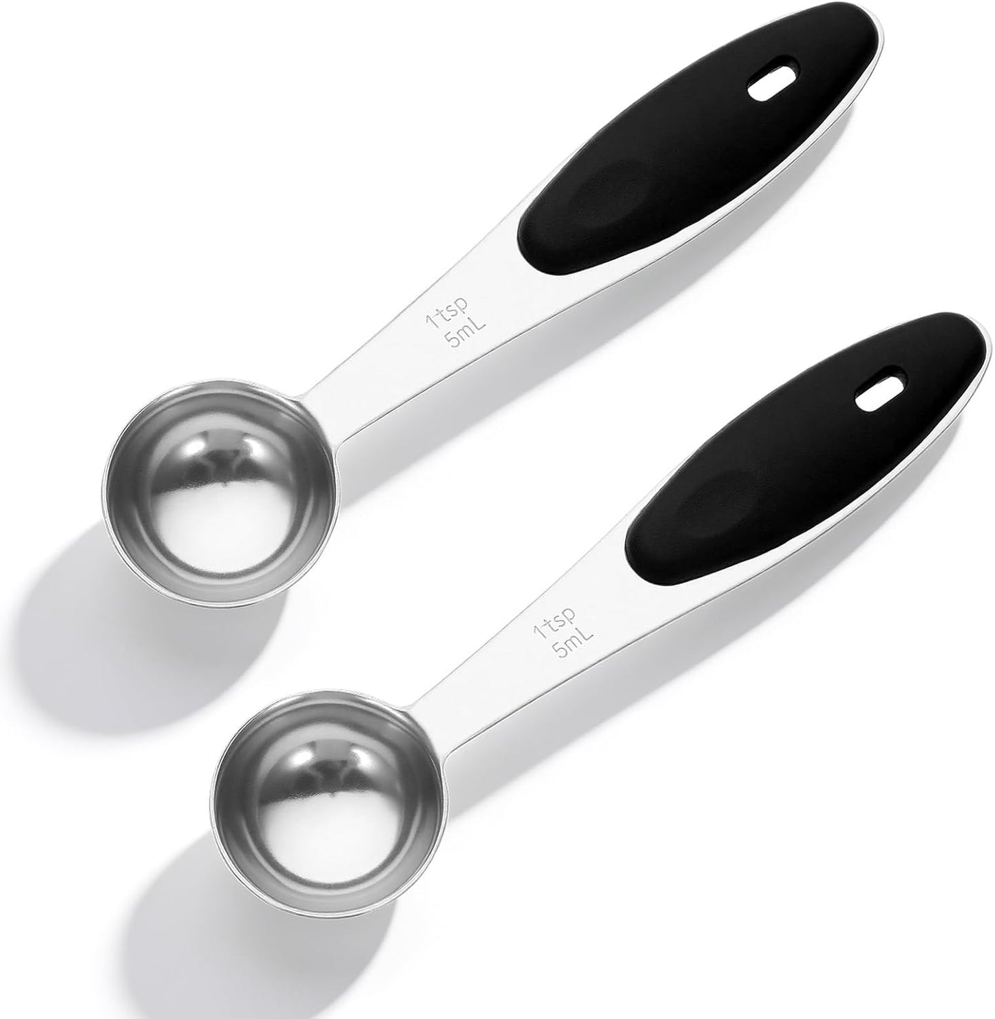 2 Cuchara Medidora Acero Inox Agarre Silicona Negro