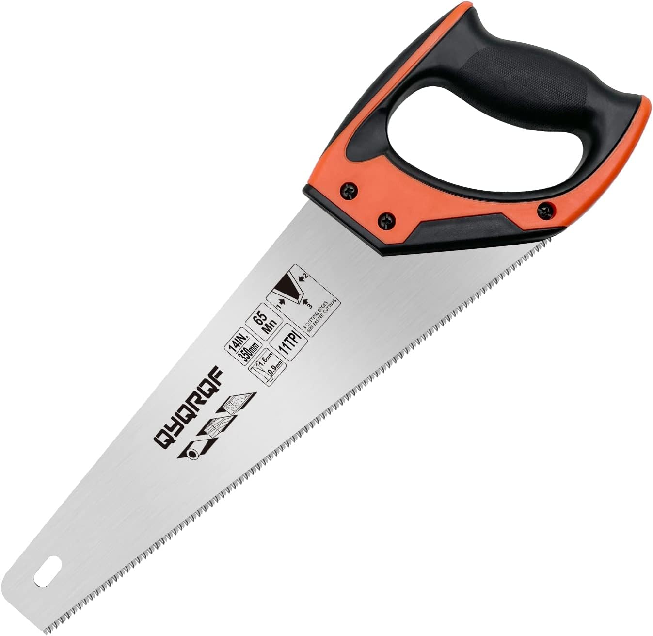 Sierra mano 14pulg resistente mango ergonómico naranja