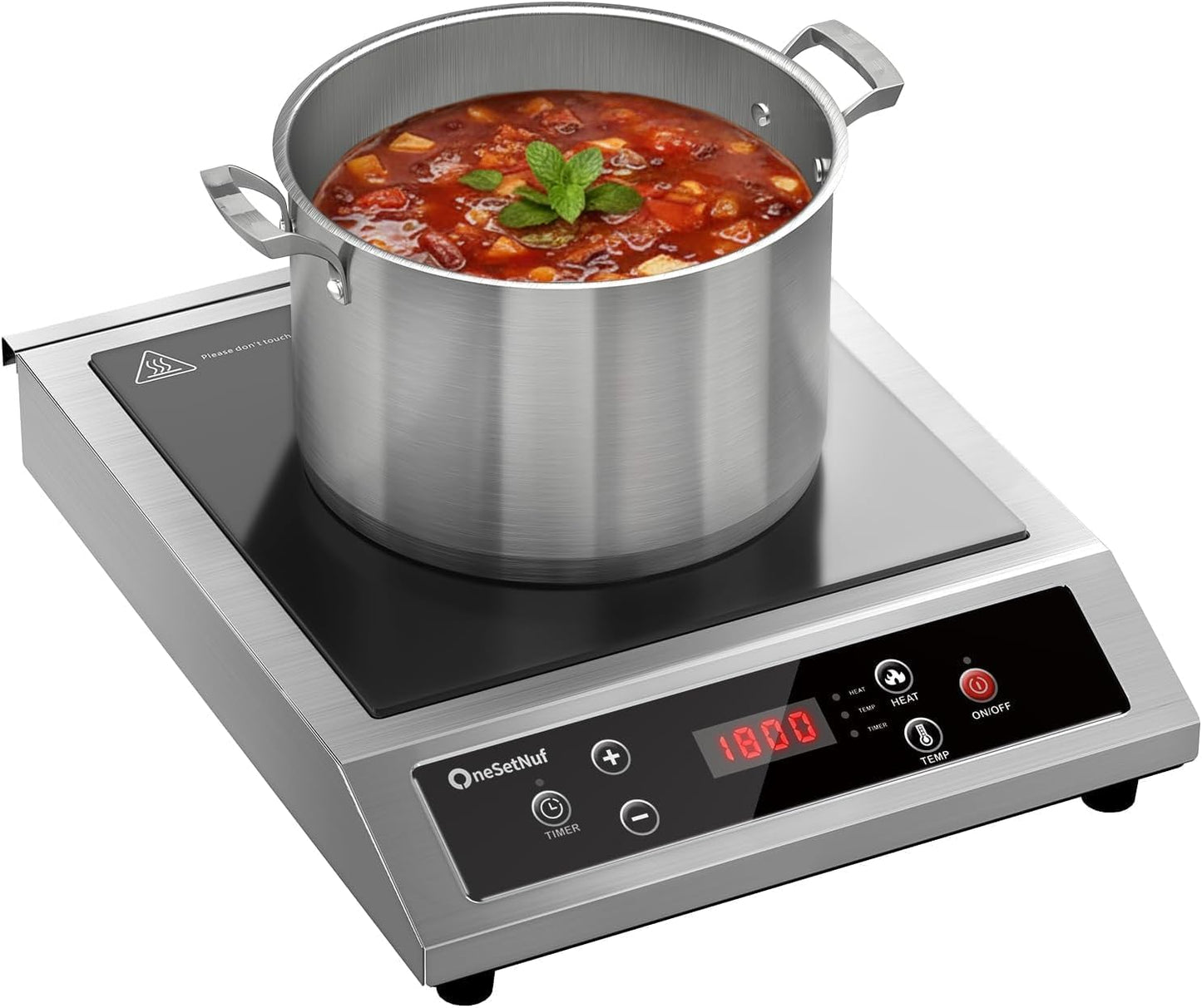 Placa inducción acero inox 1800W control temperatura certificado UL