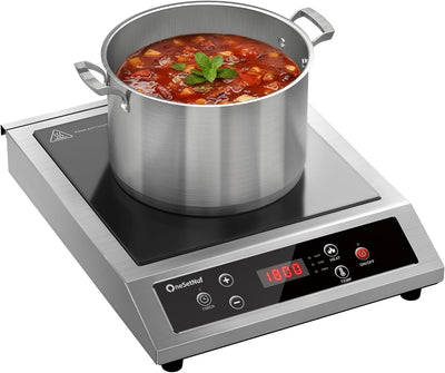 Placa inducción acero inox 1800W control temperatura certificado UL