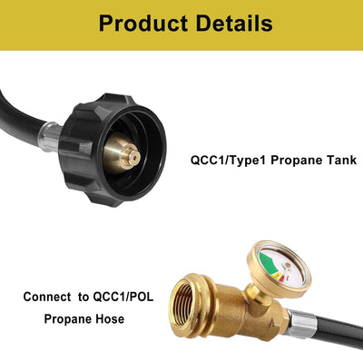 Manguera extensión tanque propano 8ft con adaptador Acme QCC/POL