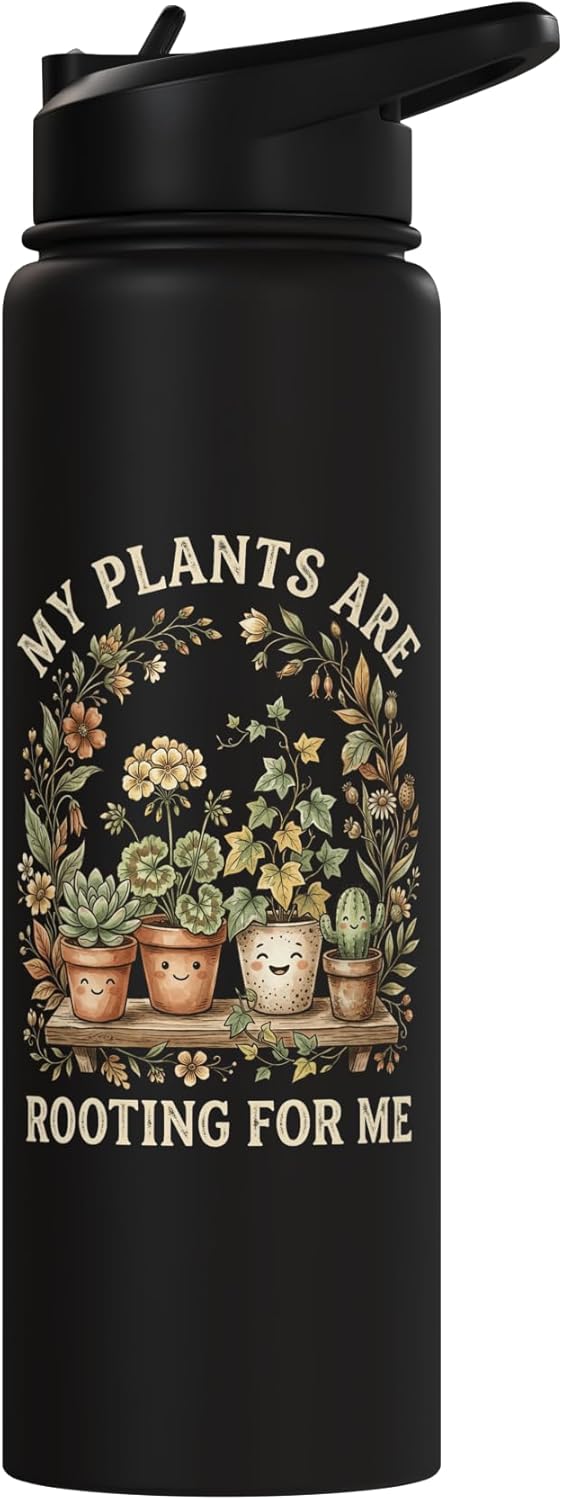 Botella de agua acero inoxidable aislada para amantes de las plantas