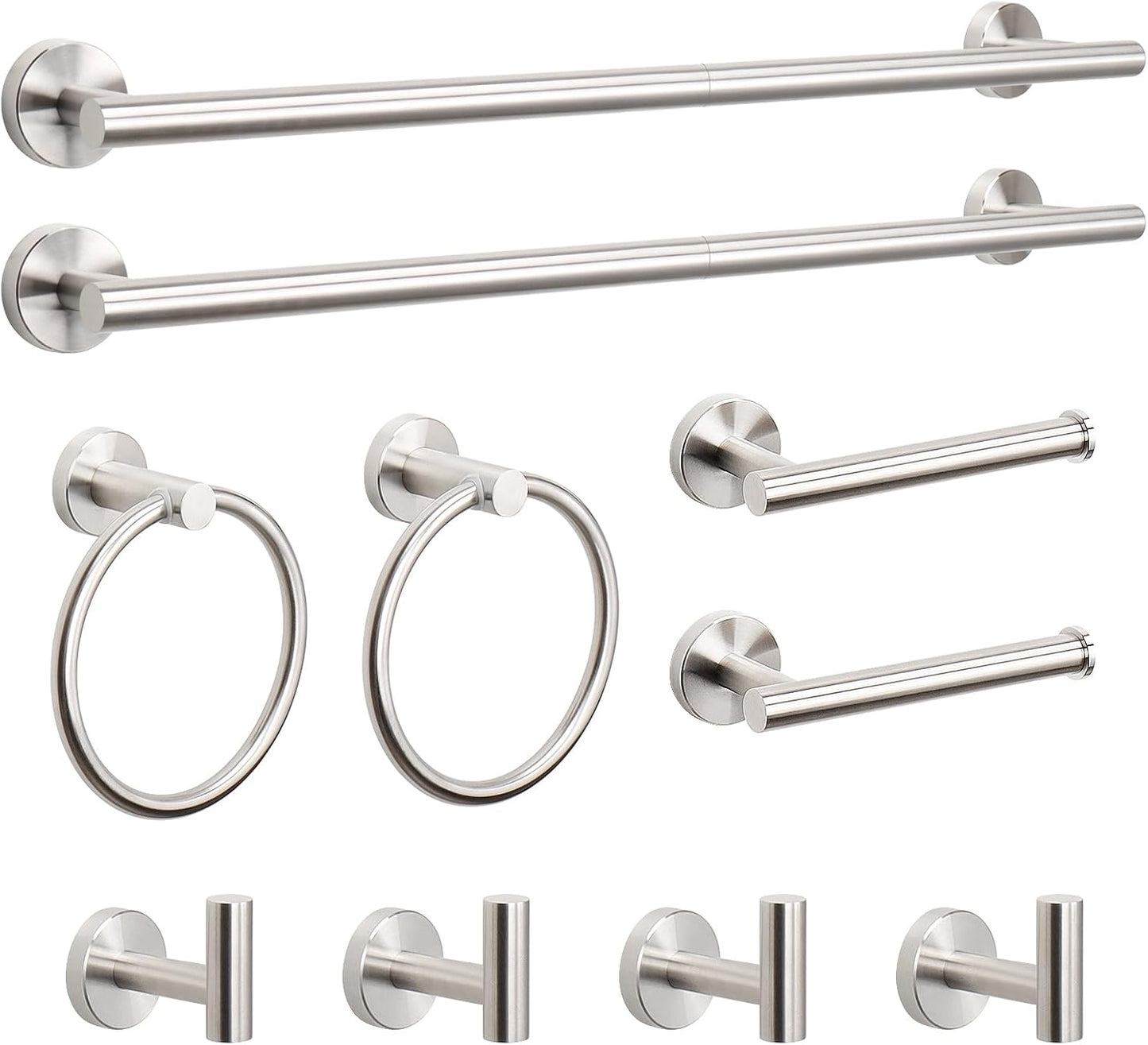 Set 10 Pzas Accesorios Baño Acero Inox 24pulg Barra Toalla