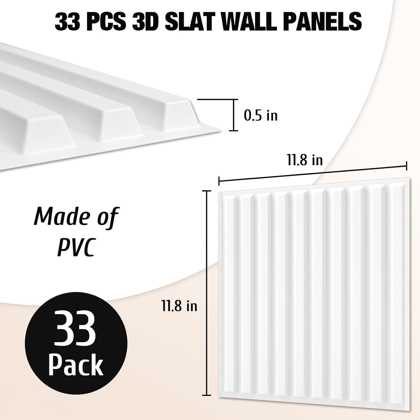33 Paneles PVC 3D 12x12pulg Texturizados Pintables Arte Pared