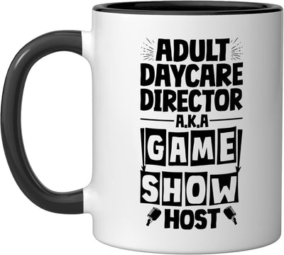 Taza cerámica para anfitrión de juego divertido negra/blanca