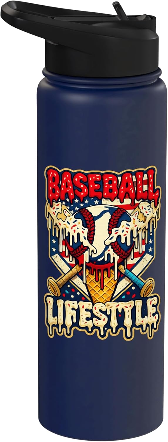 Botella de agua acero inoxidable aislada para niños estilo béisbol