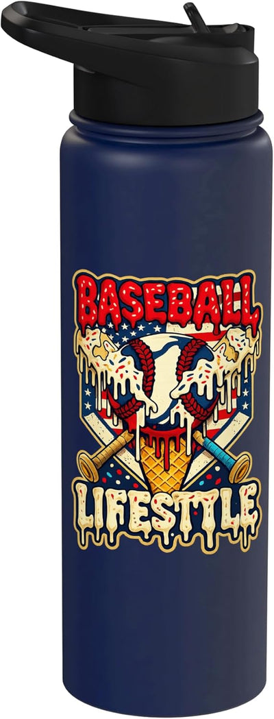 Botella de agua acero inoxidable aislada para niños estilo béisbol