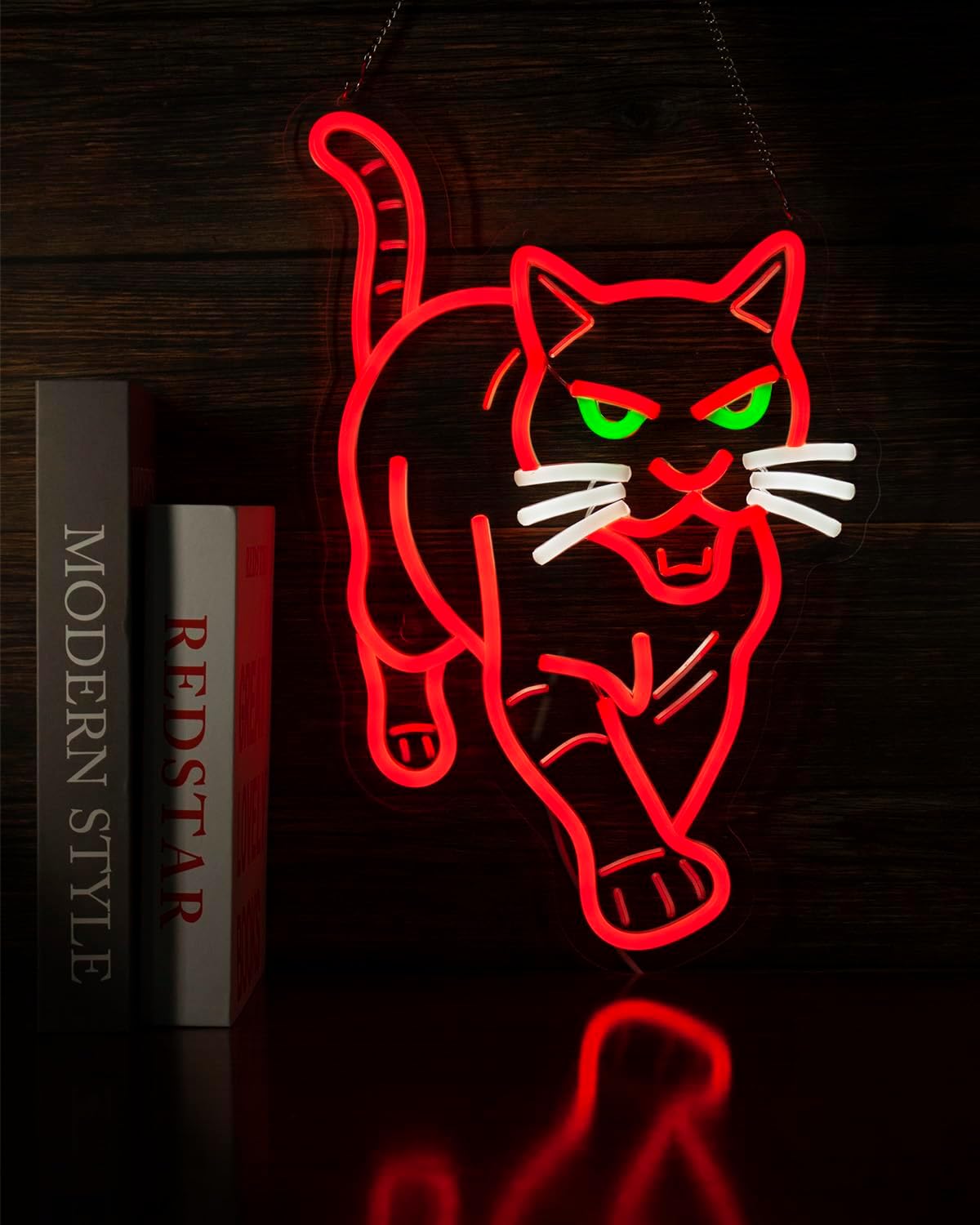 Letrero neón gato rojo USB regulable