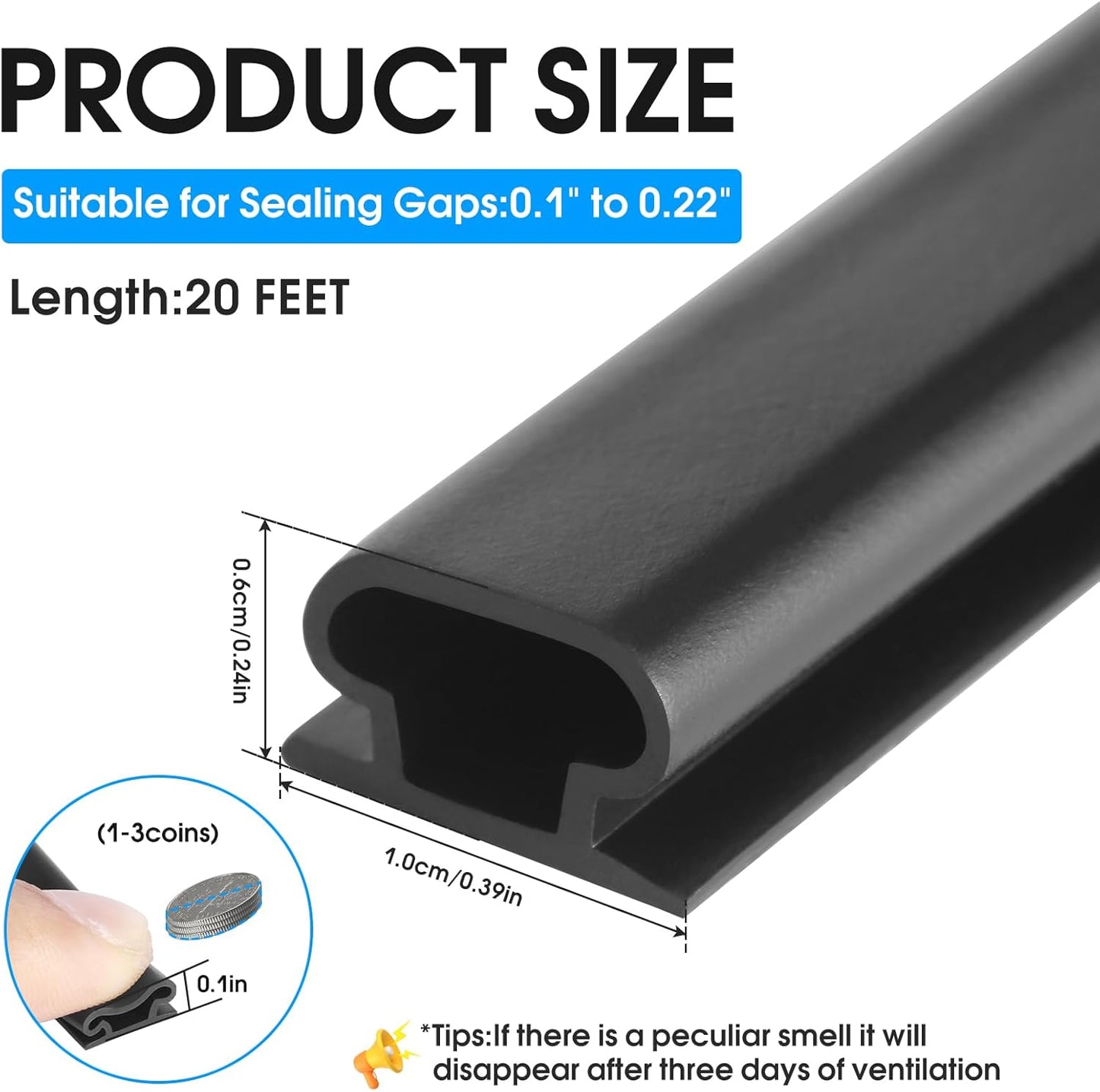 Cinta selladora puerta forma D autoadhesiva 20ft negra 3/8x1/4