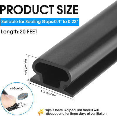 Cinta selladora puerta forma D autoadhesiva 20ft negra 3/8x1/4