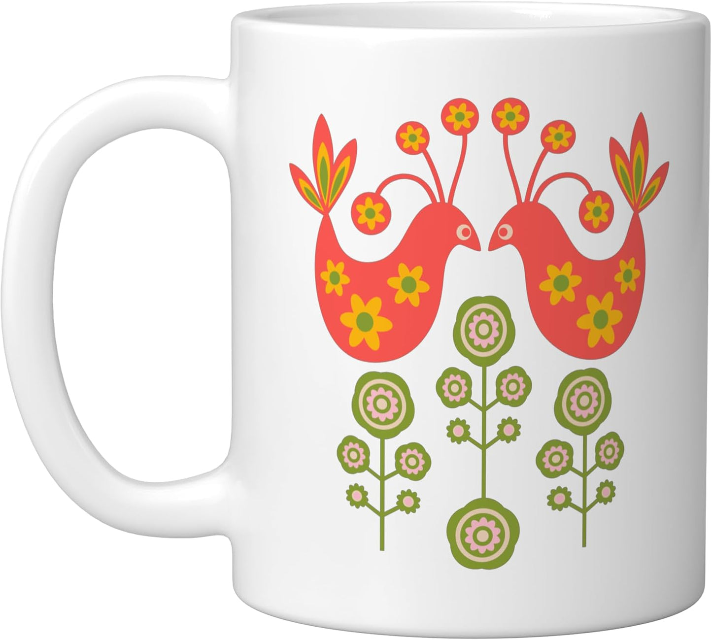 Taza Cerámica Estilo Scandi Floral Blanca