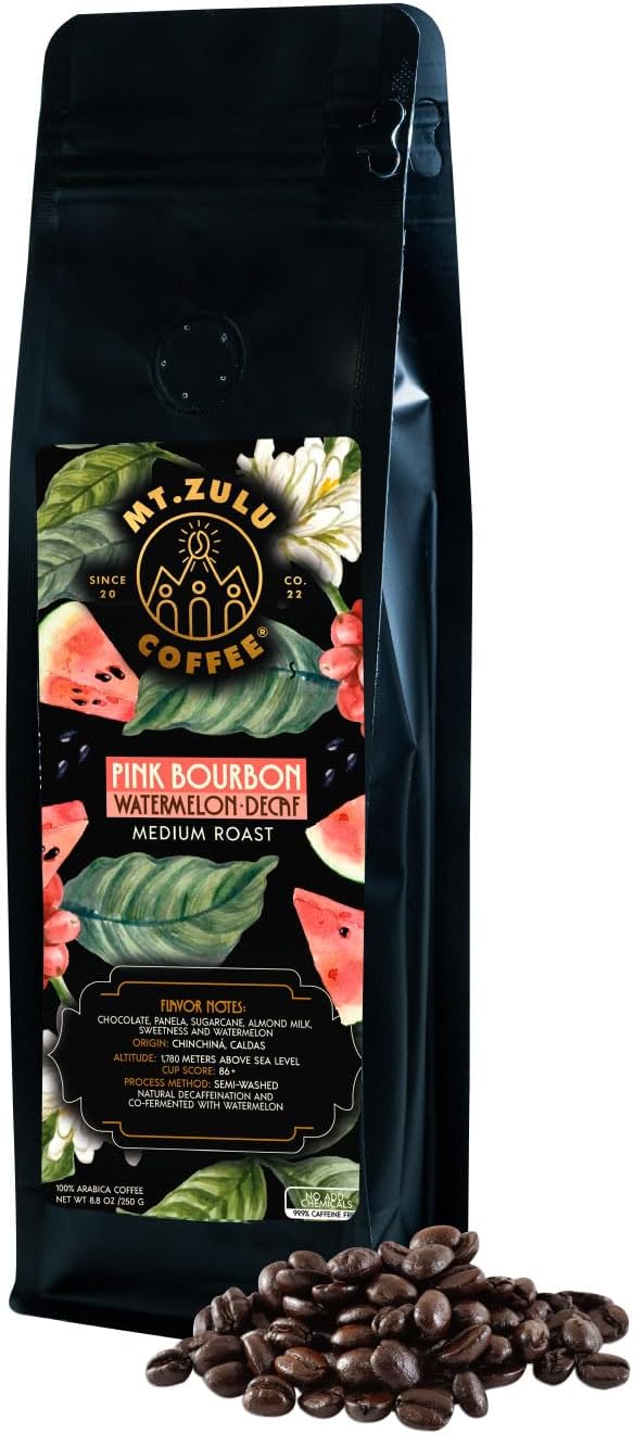 Café descafeinado Zulu Pink Bourbon especial colombiano cofermentado de sandía tostado medio