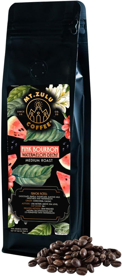 Café descafeinado Zulu Pink Bourbon especial colombiano cofermentado de sandía tostado medio