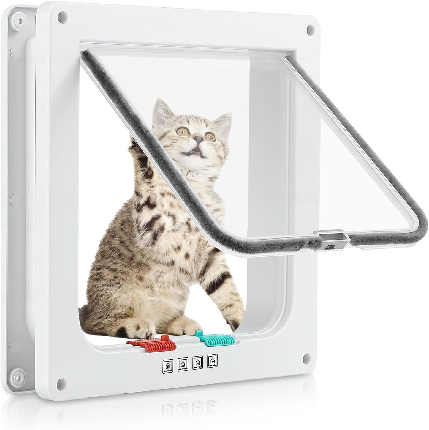 Puerta gato exterior 9.8x9.3pulg solapa 4 vías resistente