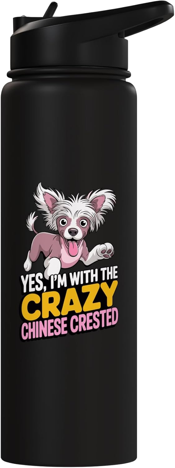 Botella de agua acero inoxidable sin pelo perro chino crestado