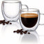 Juego de 2 tazas de café de doble pared demitasse de vidrio transparente