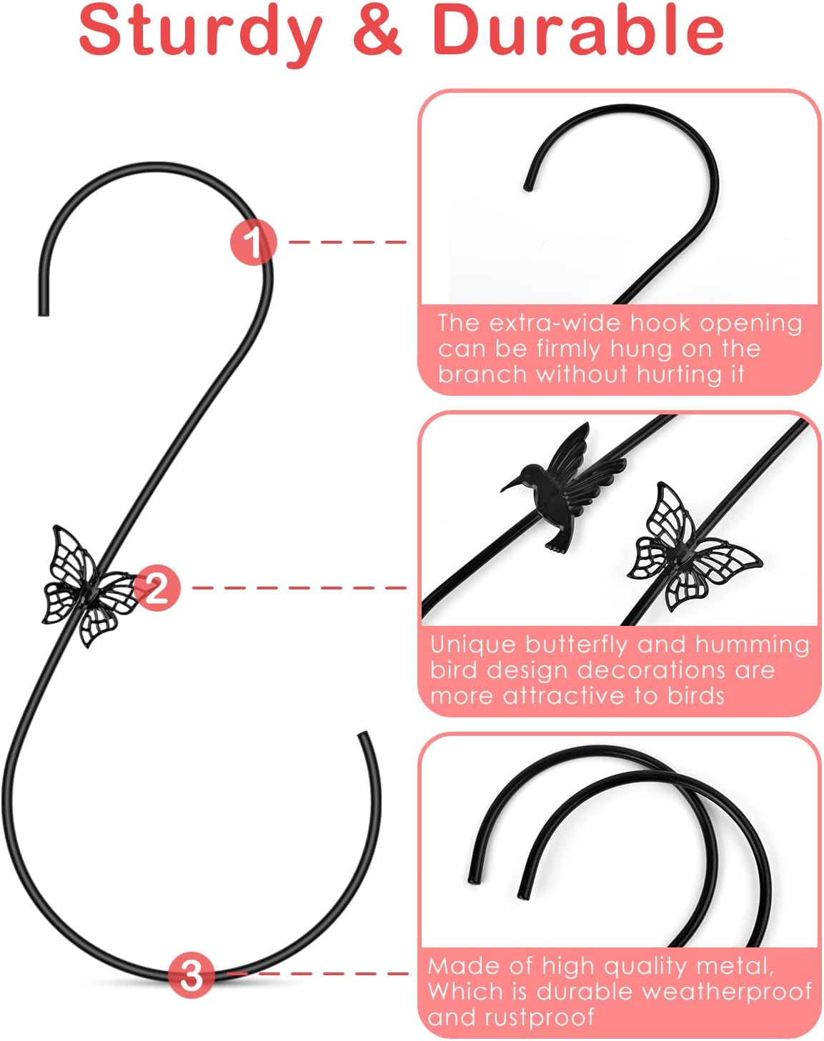 Percha 12pulg para comederos colibríes y adornos colgantes