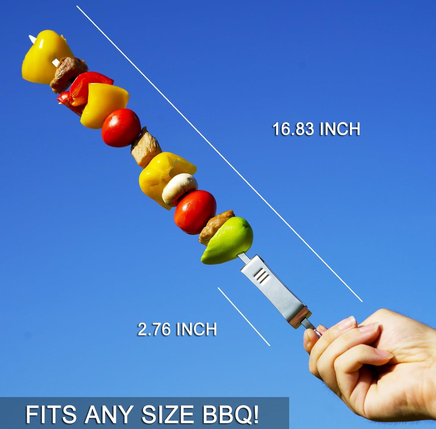 Brochetas acero inox 304 16.83pulg juego 8 con bolsa