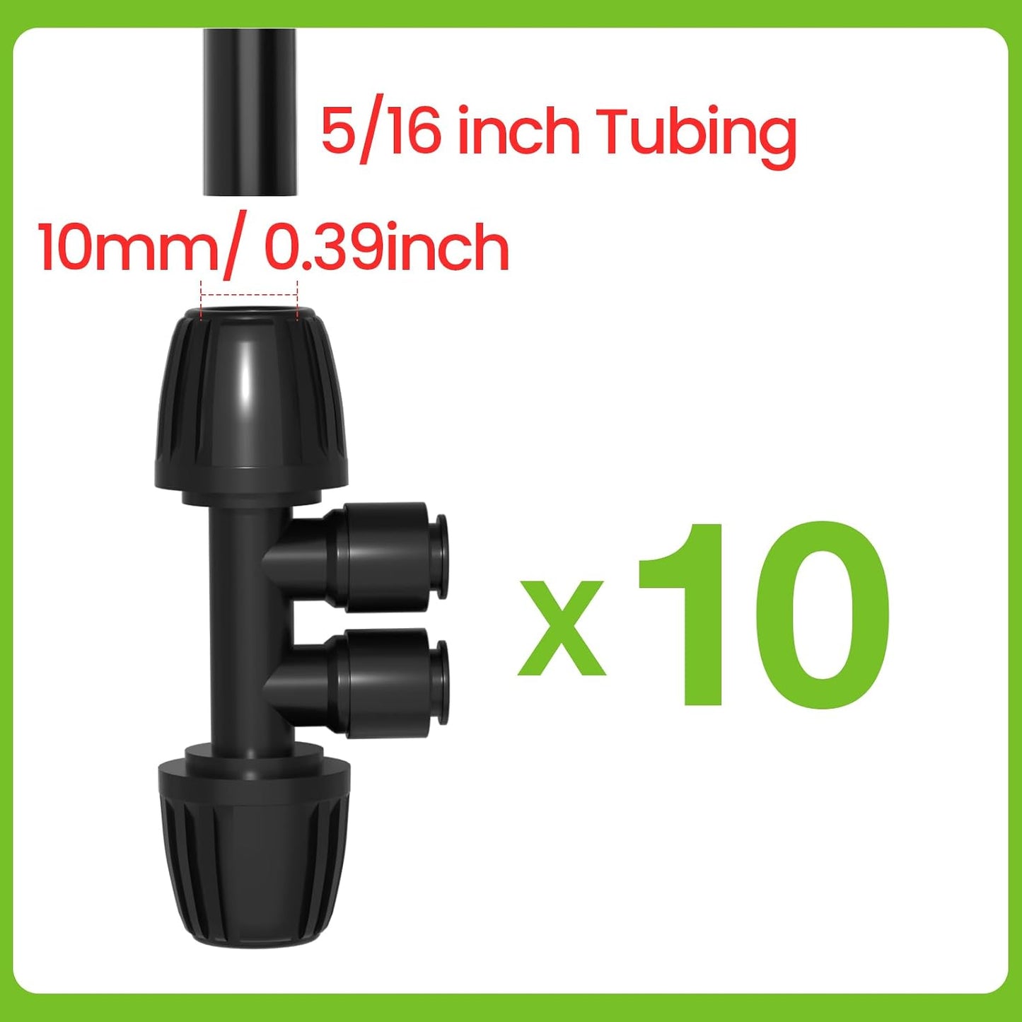 10 Conectores T 5/16 a 1/4 pulg accesorios riego goteo