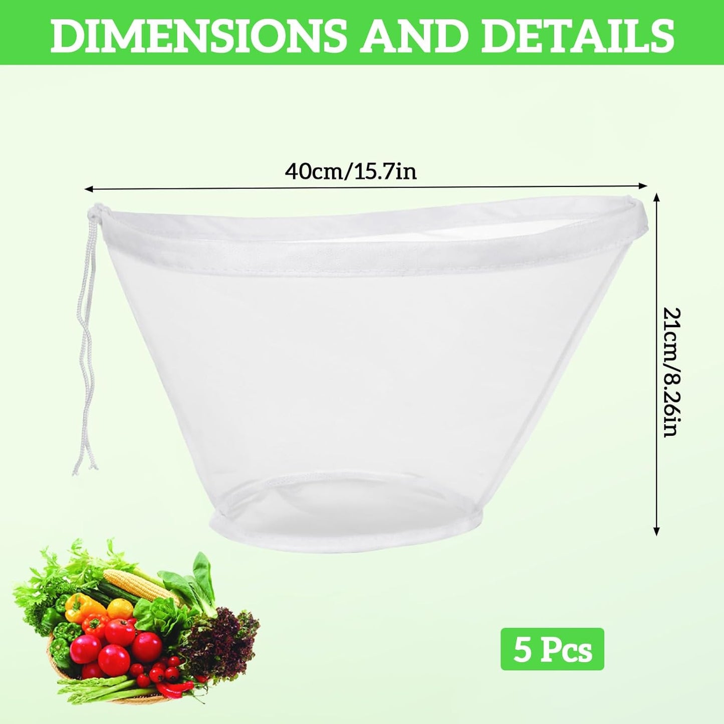 5 bolsas tela colar queso reutilizables blancas 15.7x