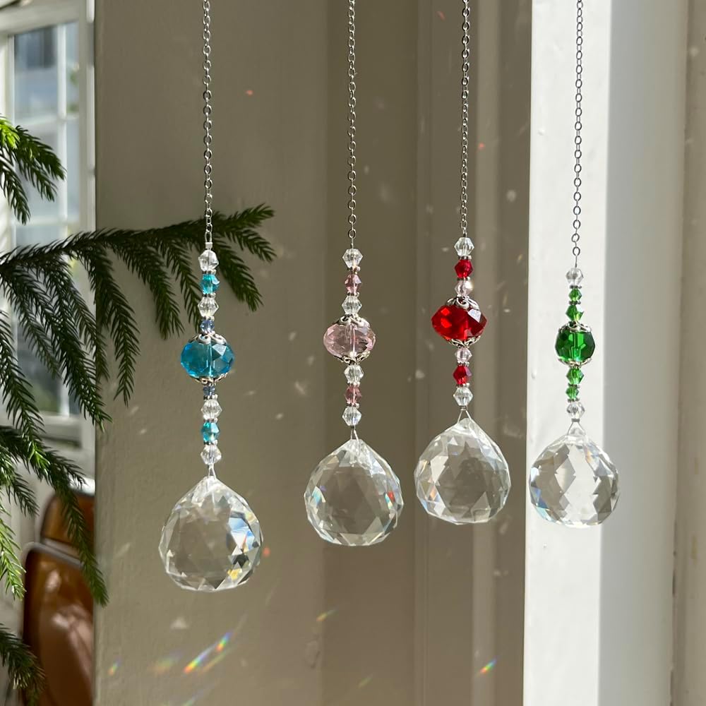 Set 4 Atrapasoles Cristal Decoración Oficina Jardín