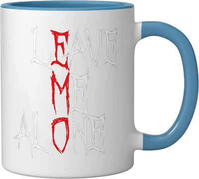Taza cerámica emo blue/white con diseño leave me alone