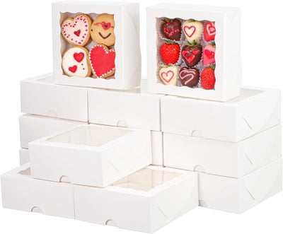 Cajas de panadería 5 x 5 x 2 pulgadas paquete de 24 para fresas cubiertas de chocolate mini cajas para pasteles galletas macarrones y brownies