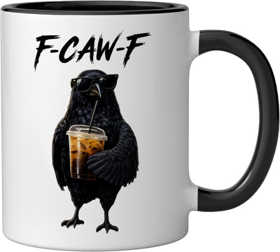 Taza Cerámica para Café Frío con Dibujo Cuervo Negro
