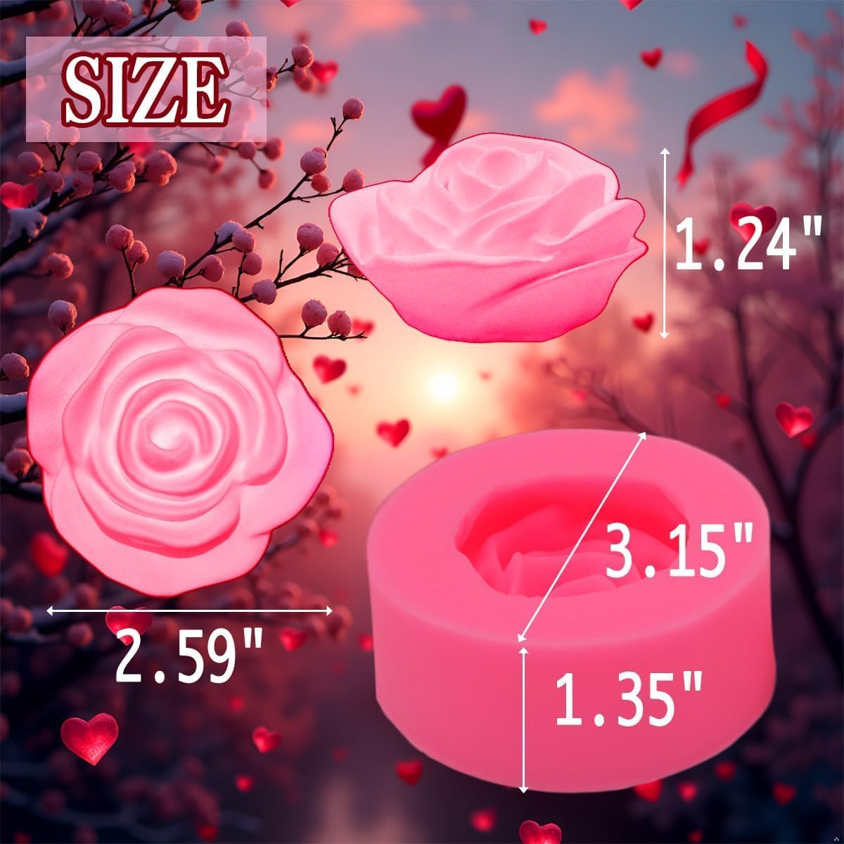 Moldes de silicona grandes con diseño de rosa floreciente para cupcakes y tartas