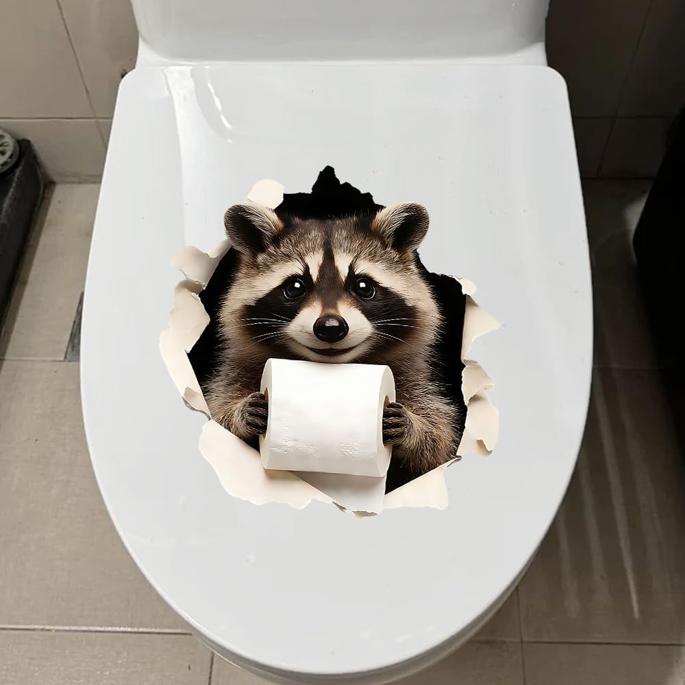 Adhesivo inodoro 3D con animales decoración hogar