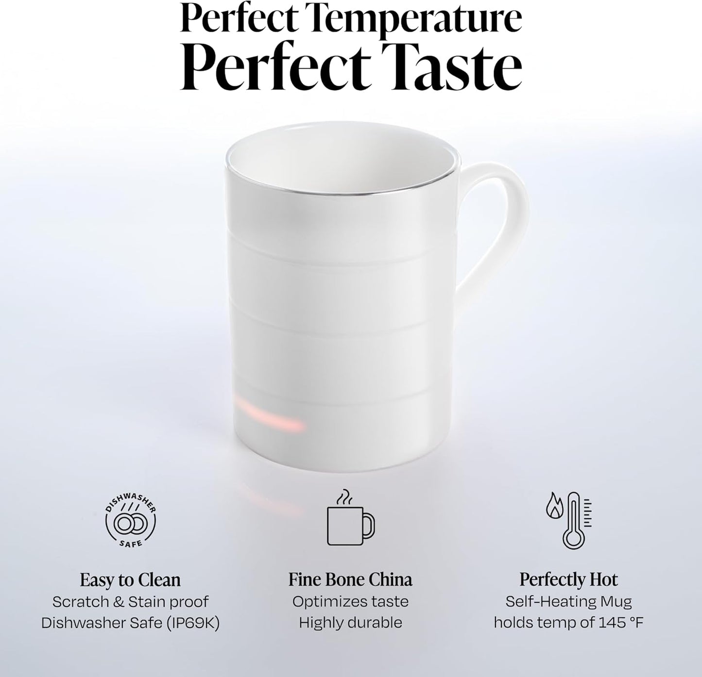 Taza café con calefacción inalámbrica base carga porcelana