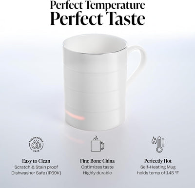Taza café con calefacción inalámbrica base carga porcelana