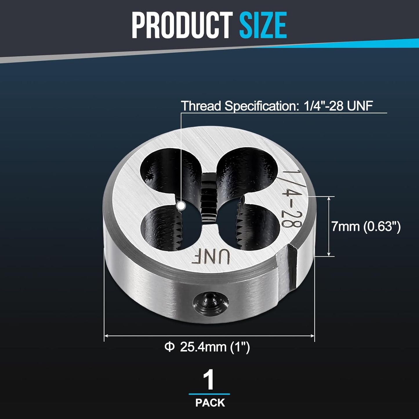 Troquel roscado UNF 1/4-28 para acero suave cobre aluminio