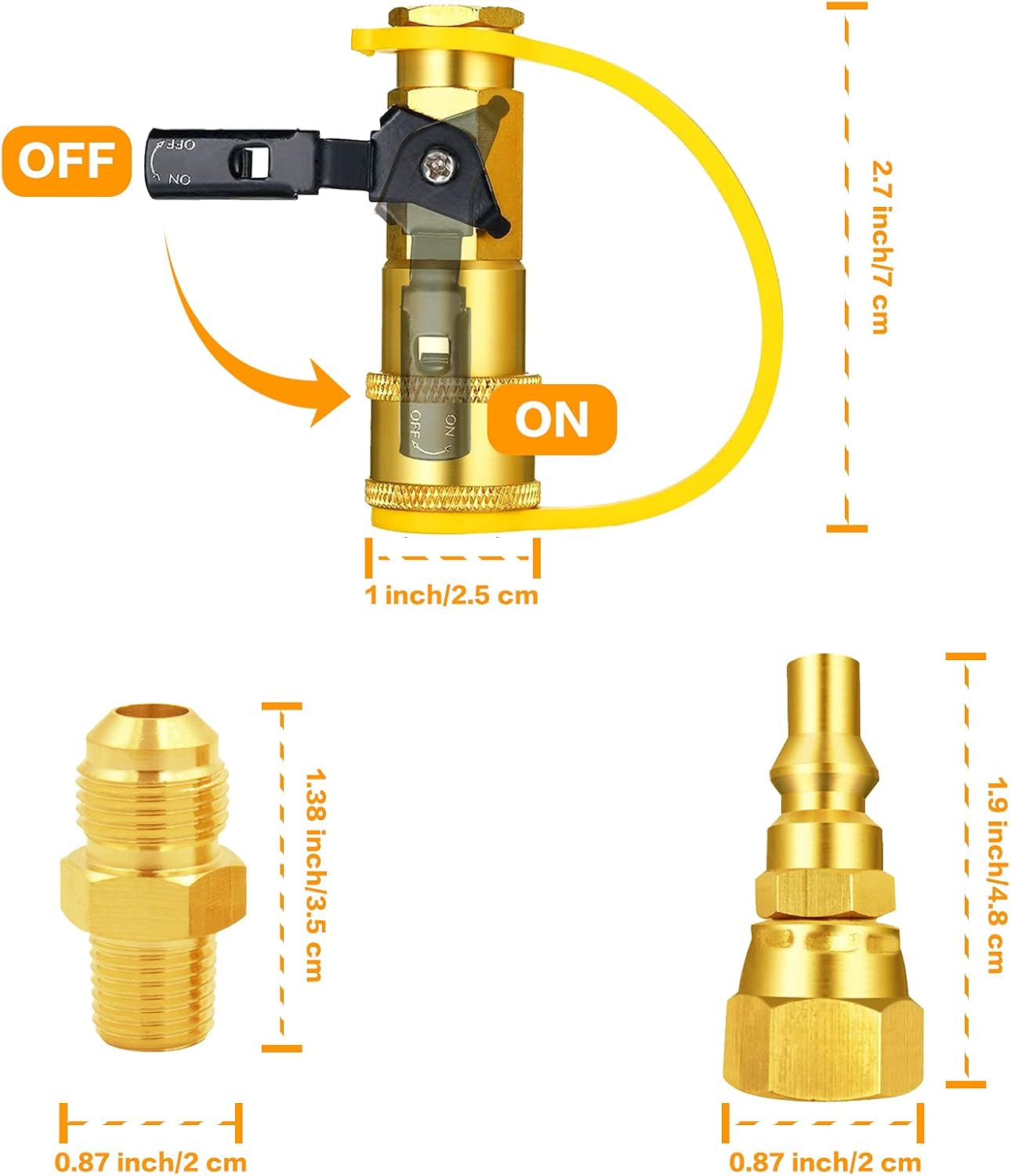 Kit adaptador propano 1/4 pulg a 3/8 pulg con conexión rápida