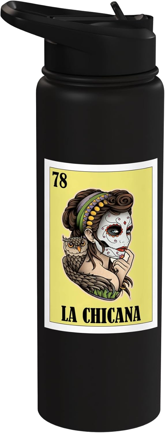 Botella de agua acero inoxidable sin BPA diseño chicano